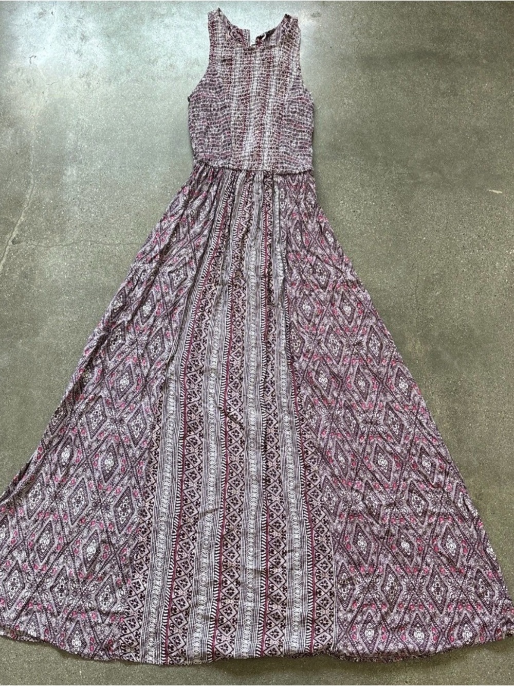 Japna Mauve & Ivory Patterned Sleeveless Maxi Dress